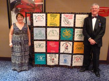 Quilt formed of T-shirts for the 20th anniversary